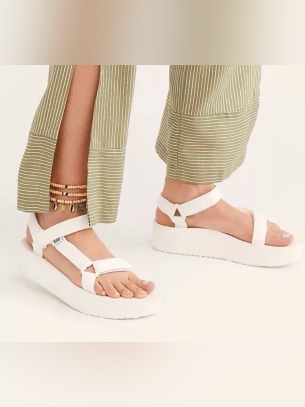 Teva White Platform Sandals with Ankle Strap